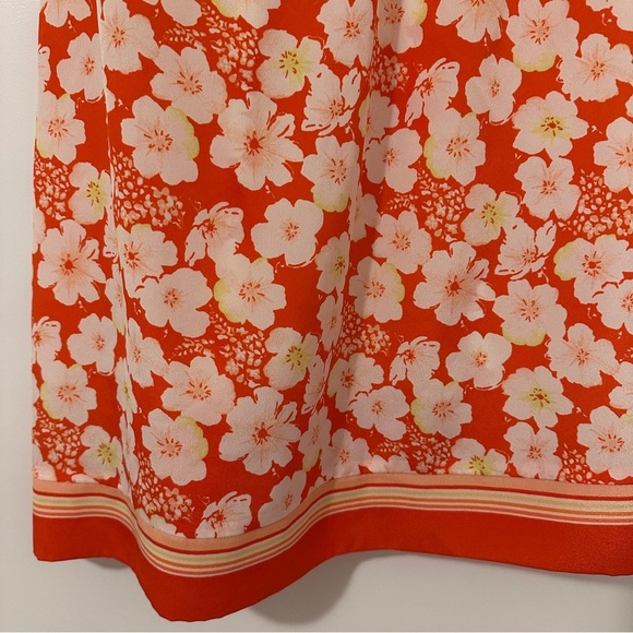 LC Lauren Conrad Orange White Floral Strappy Flowy Tank Top Size Medium Women’s - Picture 2 of 13